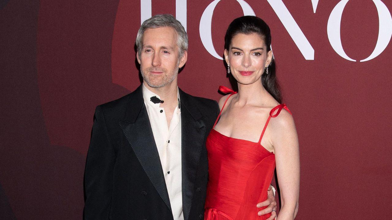 Image of Anne Hathaway praised her husband, Adam Shulman, for supporting her as she prepared to promote five films.
