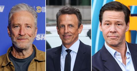Photo of Jon Stewart, Seth Meyers and Ike Barinholtz.