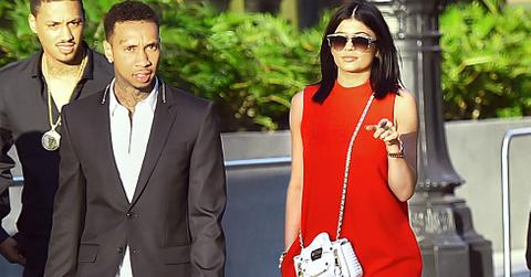 Kylie Jenner and boyfriend Tyga arrive together at the ‘Dope’ red carpet premiere in Downtown Los Angeles, CA.
