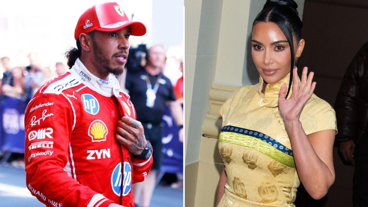 Split photo of Lewis Hamilton & Kim Kardashian