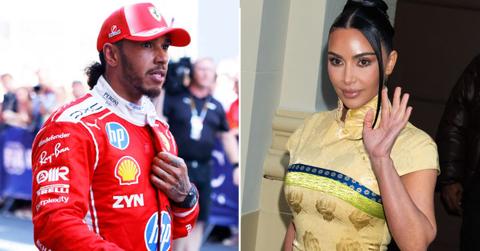 Split photo of Lewis Hamilton & Kim Kardashian