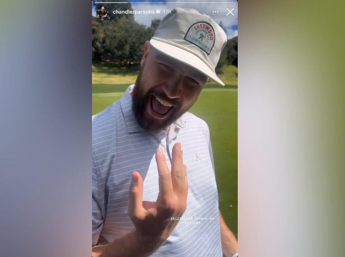 travis kelces friends try distract golf playing taylor swifts song watch