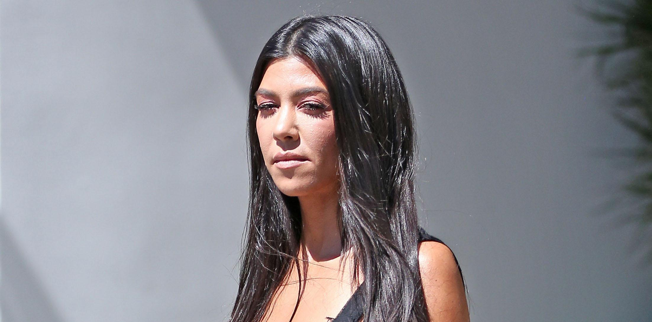 Kourtney Kardashian does sporty chic at the studio