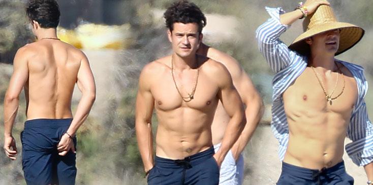 orlando bloom shirtless beach