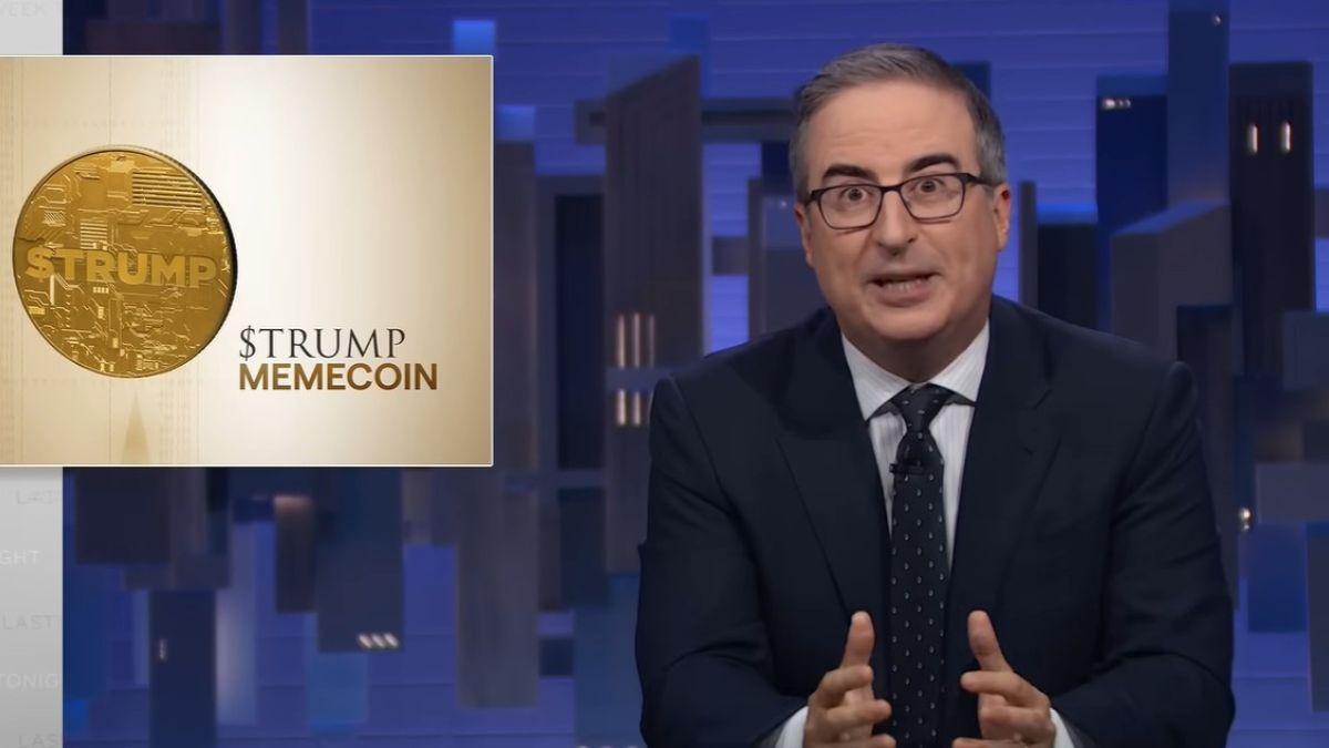 Image of John Oliver criticized President Donald Trump over his family's growing cryptocurrency.