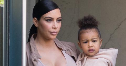 Kim Kardashian seen carrying her daughter North West in New York City
