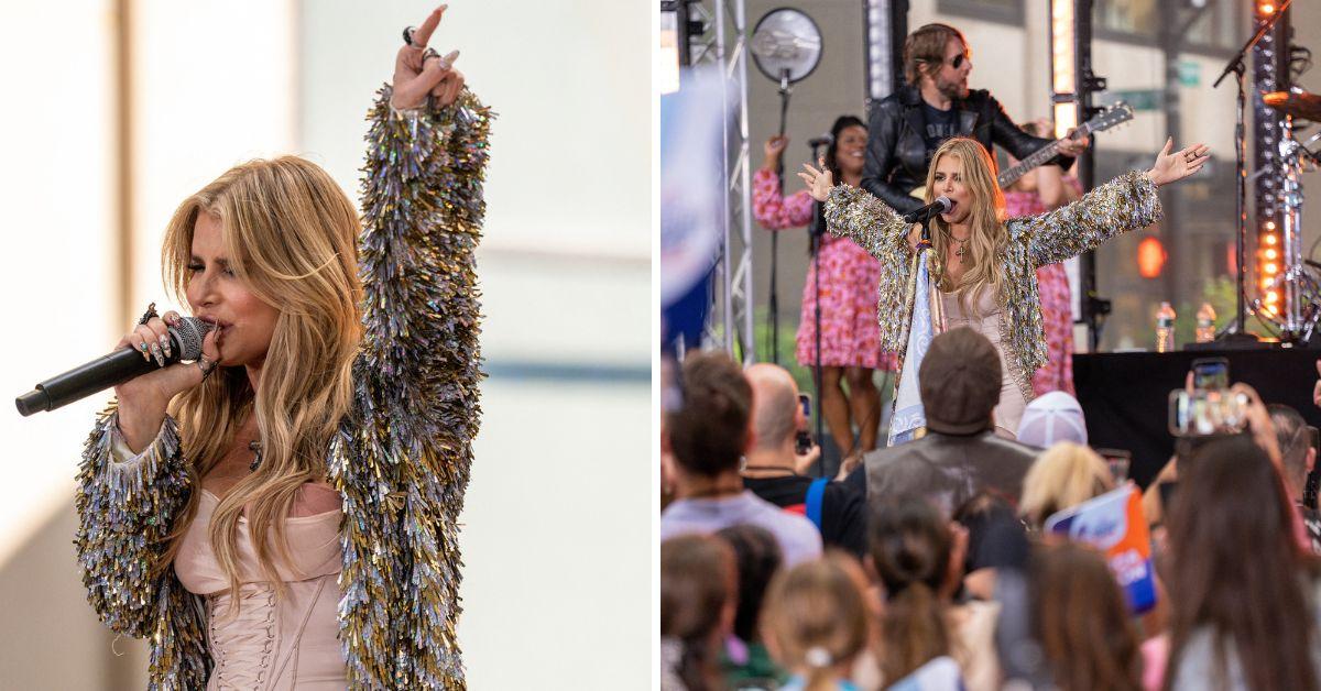 image of The singer almost had a wardrobe malfunction on stage.
