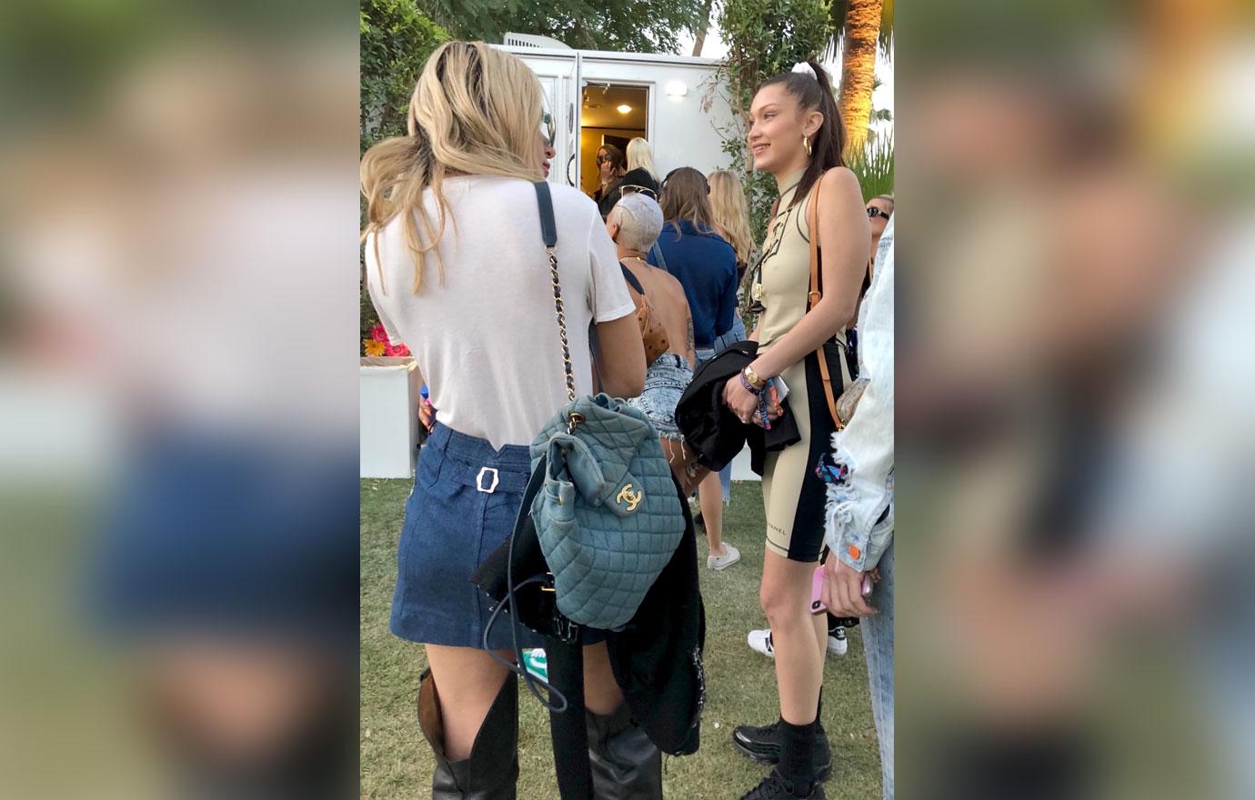 *EXCLUSIVE* Bella Hadid and Hailey Baldwin wait in line for the restroom