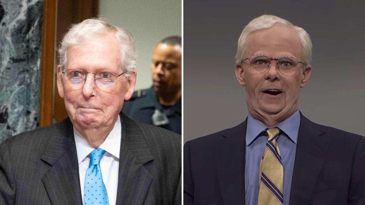Photo of Mitch McConnell and Mikey Day.