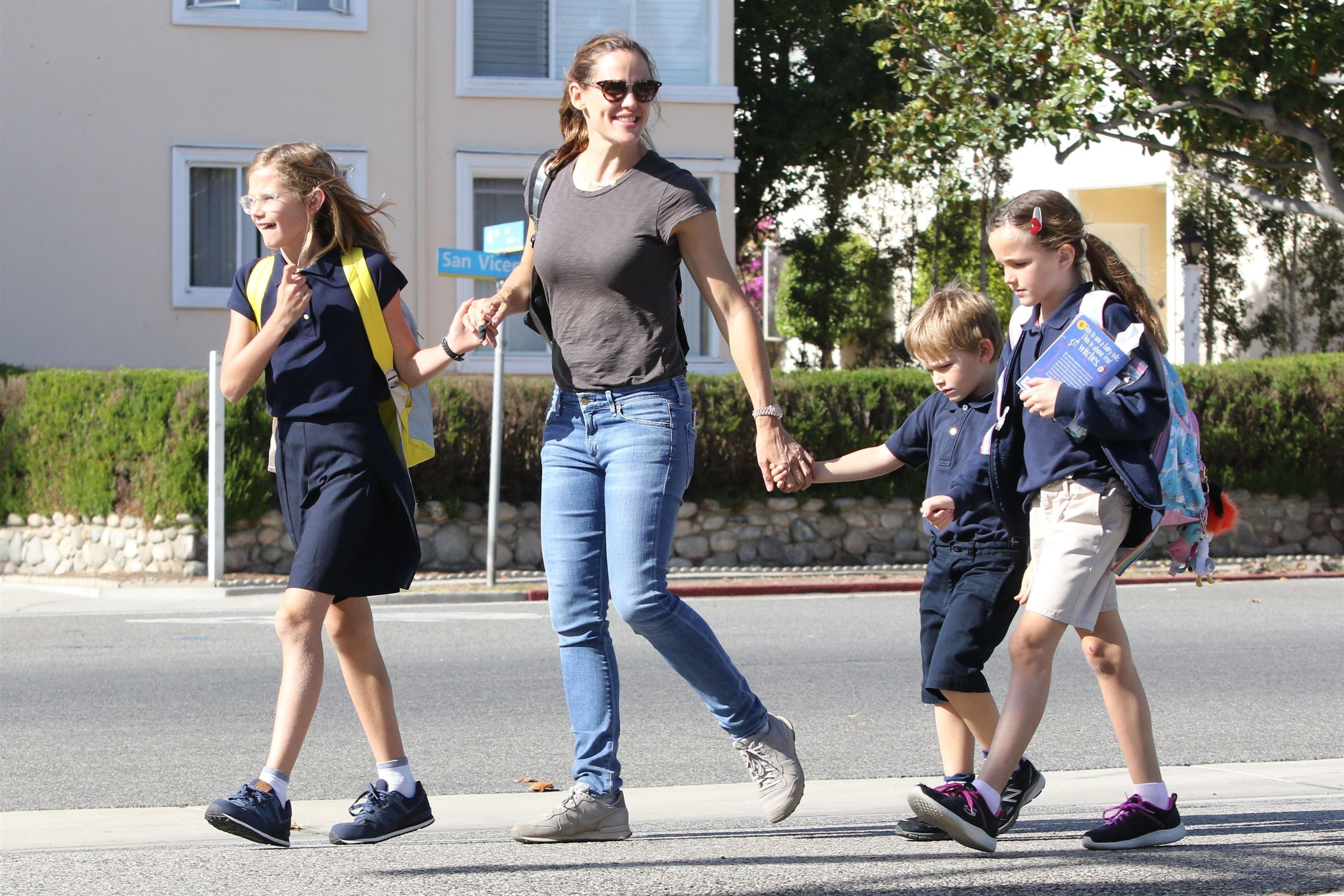 *EXCLUSIVE* Jennifer Garner is all smiles while out with her kids