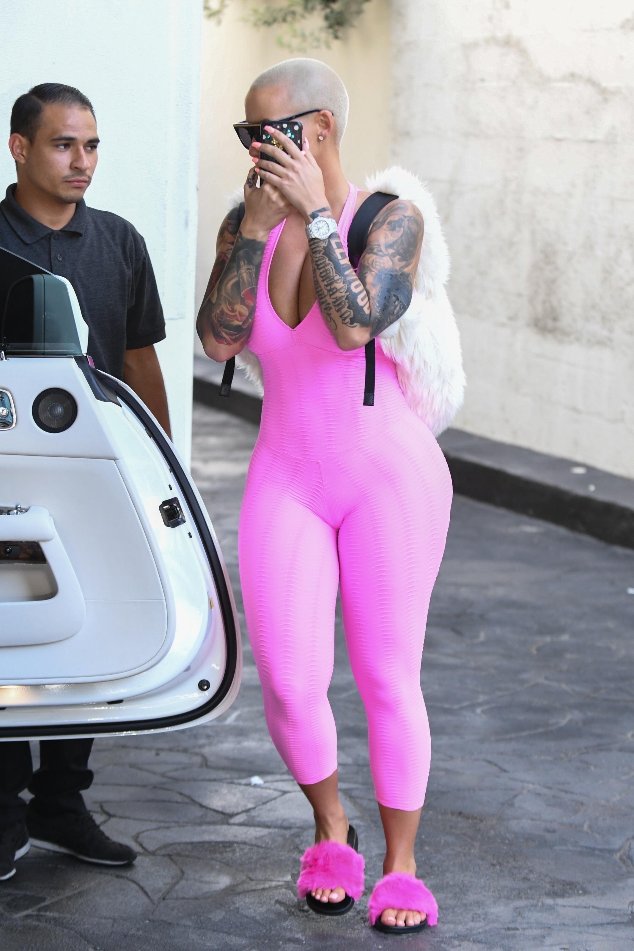 *EXCLUSIVE* Amber Rose exits a dermatology center in 90210