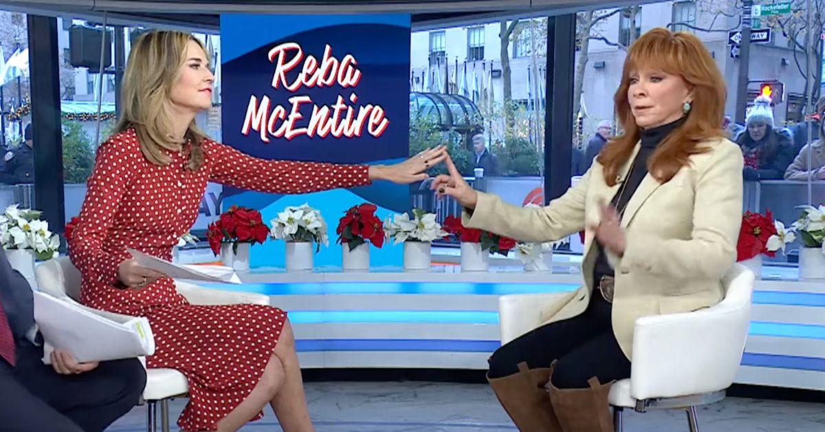 image of Reba McEntire corrected Savannah Guthrie after the anchor mistakenly referred to the singer's fiancé as her husband.