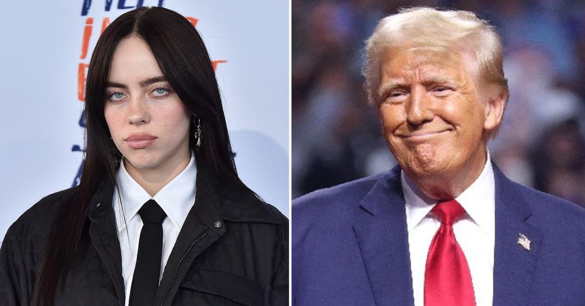 Composite photo of Billie Eilish and Donald Trump.