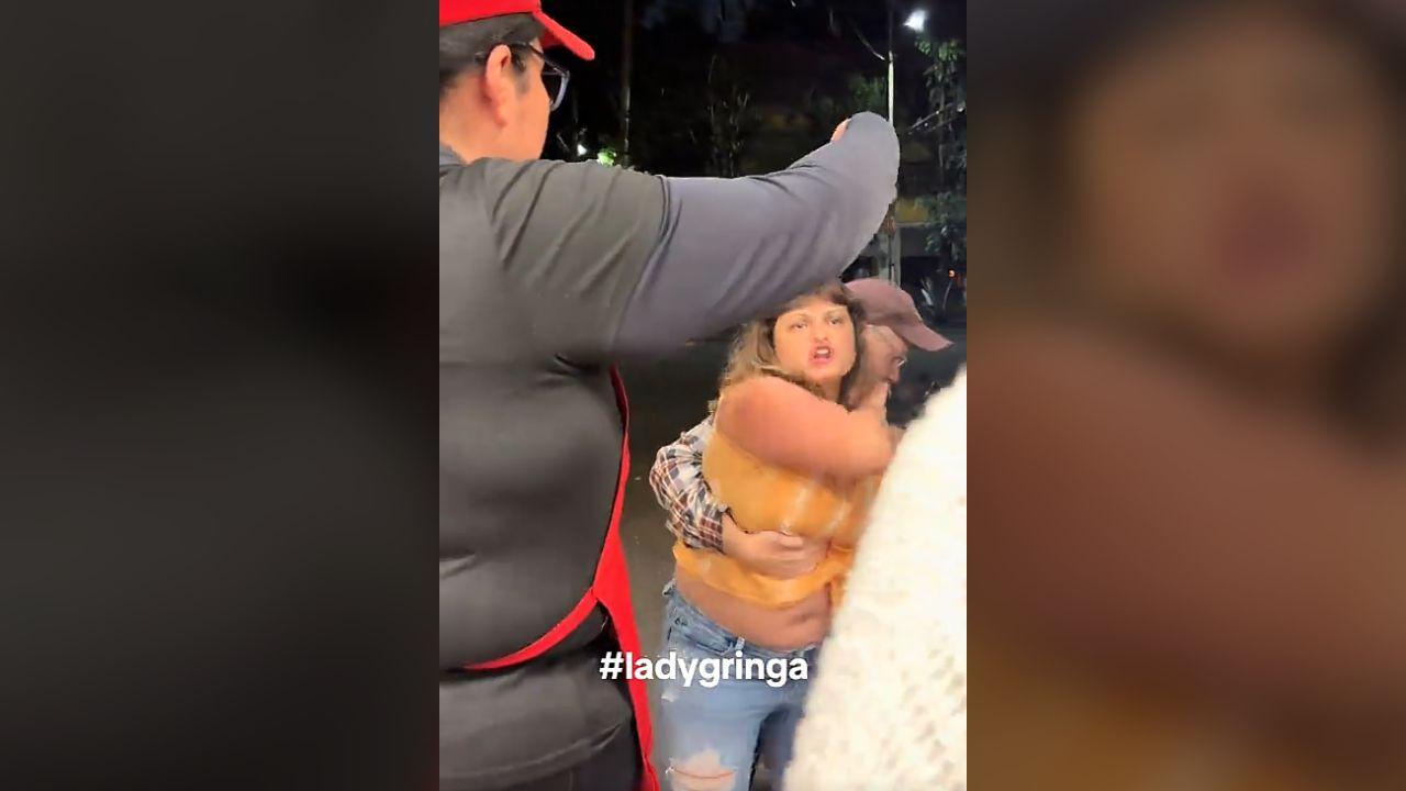 Image of a TikTok video showed a woman arguing with restaurant staff in Mexico City.