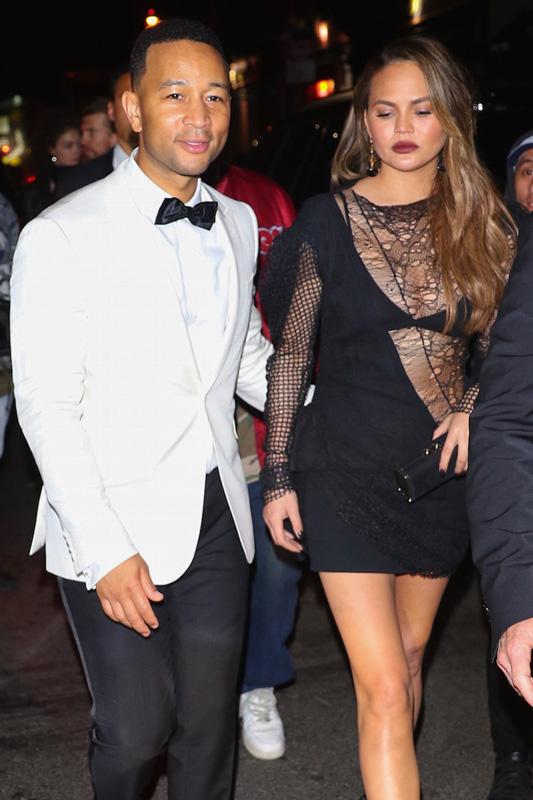 John Legend and Chrissy Teigen arrive at 1OAK for a MET Gala After Party