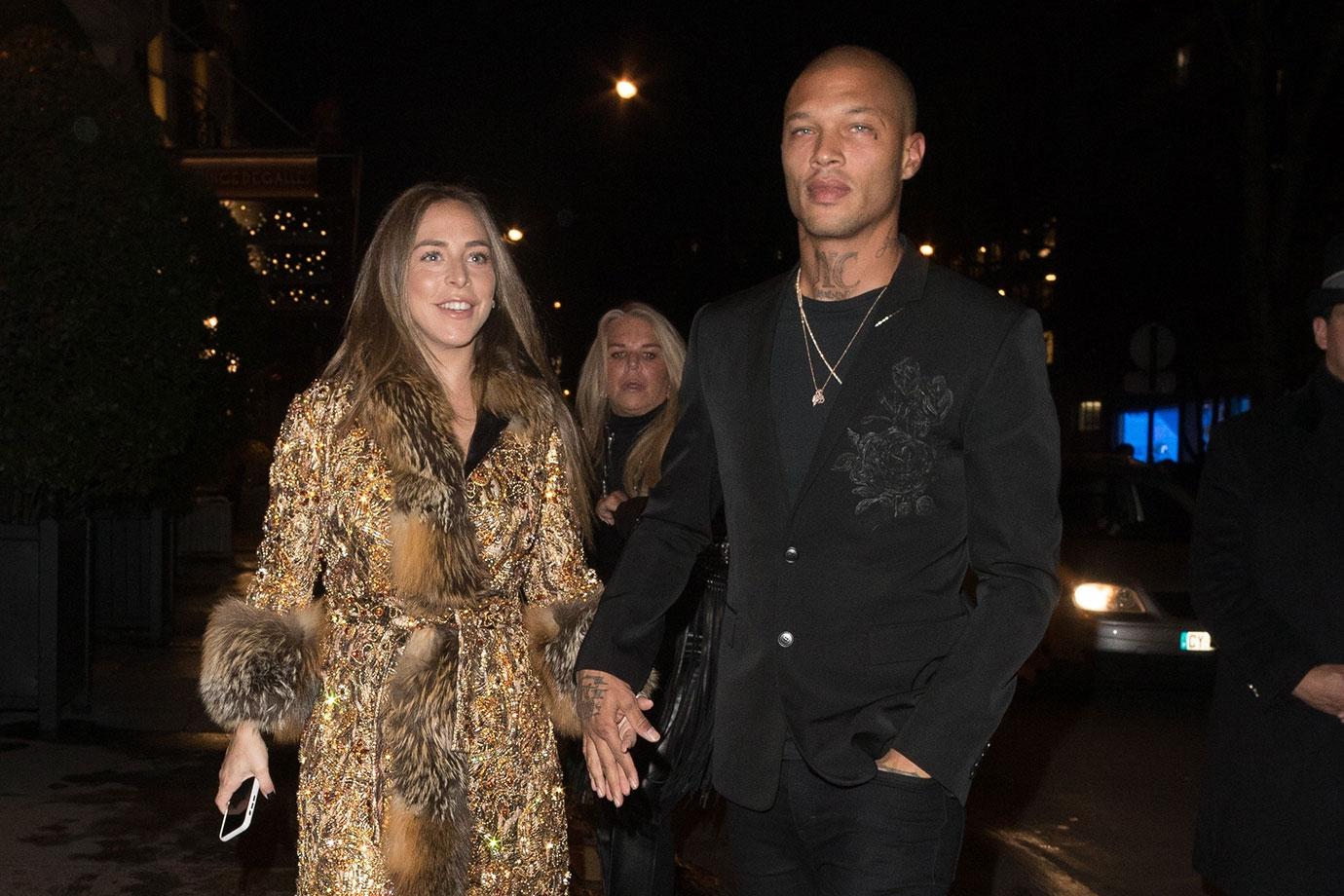 Chloe Green and Jeremy Meeks arrive at their hotel during Fashion Week