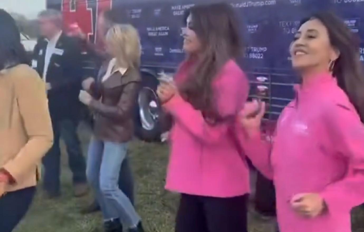 kimberly guilfoyle dorky uncoordinated dance donald trump rally watch