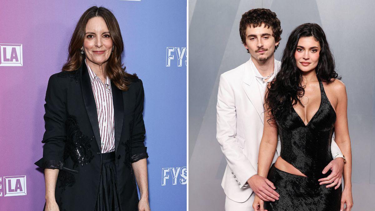 Photo of Tina Fey; photo of Timothée Chalamet and Kylie Jenner