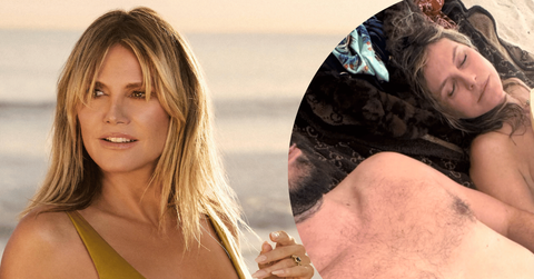 Image of Heidi Klum ditched her top as she relaxed on the beach.