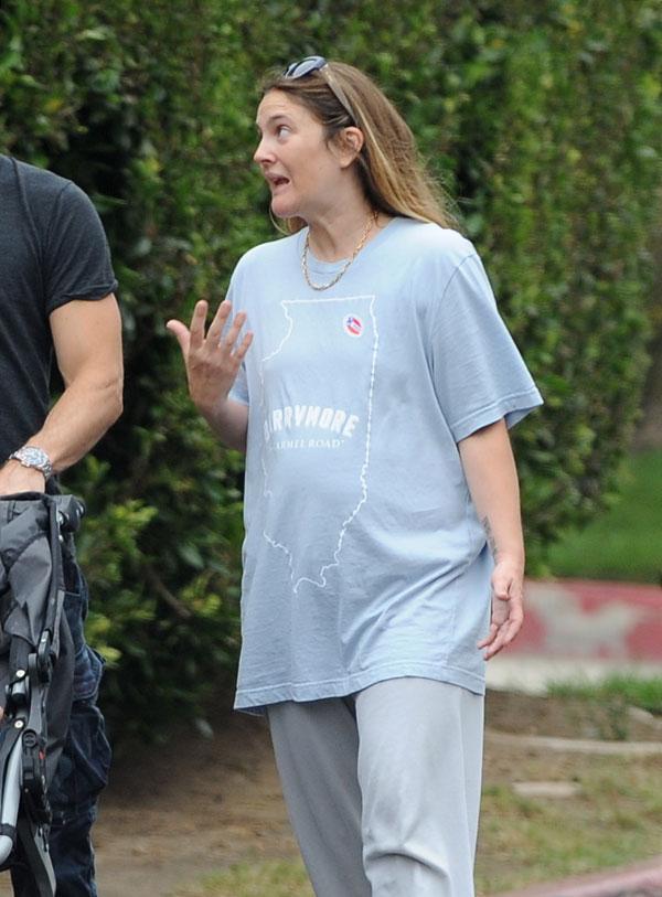 drew barrymore pregnant weight gain baby bump divorce split