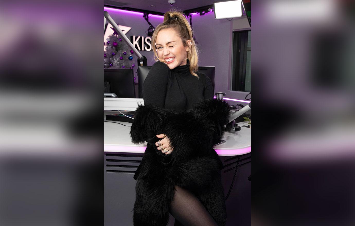 Miley Cyrus and Mark Ronson Visit KISS FM