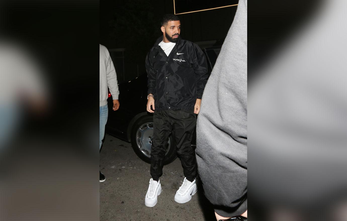 Rapper Drake is spotted arriving to the Nice Guy club to party after performing at the Staples Center earlier