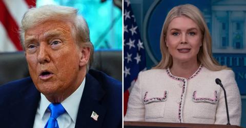 Split photo of Donald Trump and Karoline Leavitt