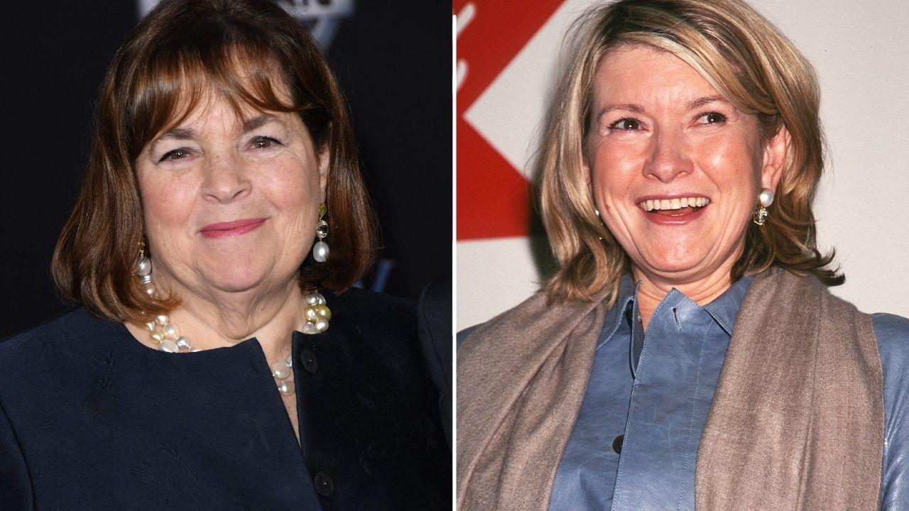 Split photo of Ina Garten and Martha Stewart