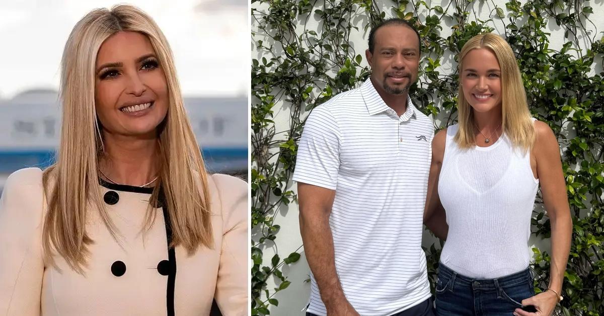 Photo of Ivanka Trump and a picture of Tiger Woods with Vanessa Trump