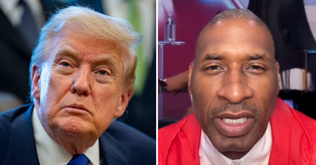 split photo of Donald Trump & Charles Blow