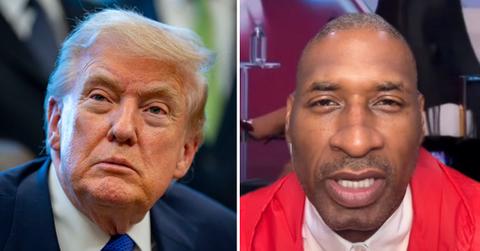 split photo of Donald Trump & Charles Blow
