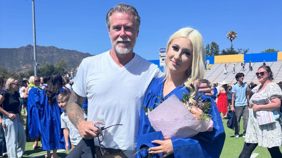 Photo of Dean McDermott and Tori Spelling reunited for their daughter Stella's recent high school graduation.