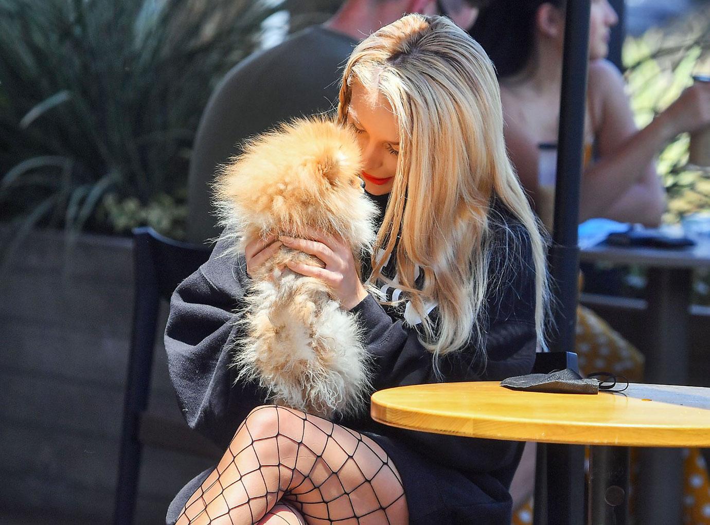 courtney stodden makes a coffee run with her puppy coco and her boyfriend chris