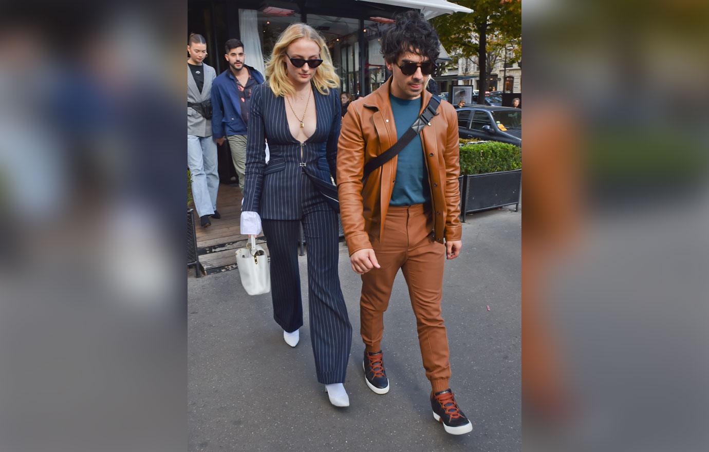 Sophie turner plunging neckline paris fiance joe jonas 2