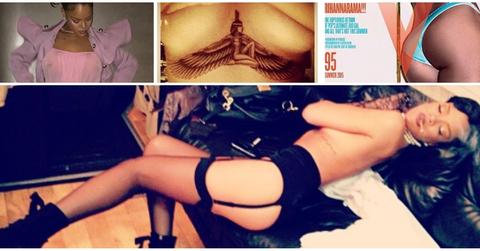 a collage of rihanna's most nude pics of all time