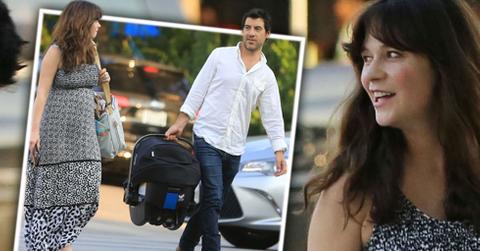 Zooey deschenal with newborn daughter