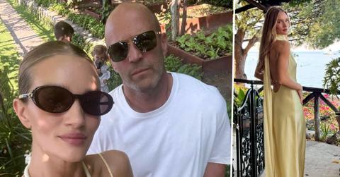 Photo of Rosie Huntington-Whiteley and Jason Statham and solo picture of Huntington-Whiteley