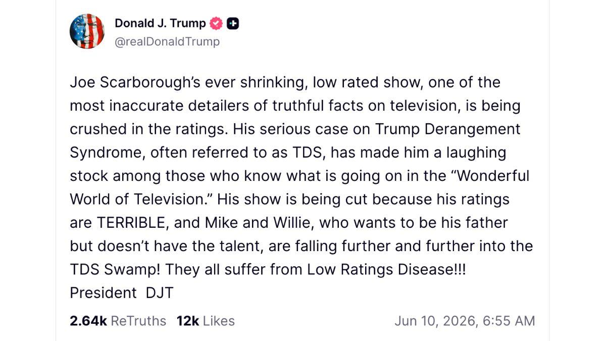 Photo of Donald Trump claimed 'Morning Joe' was being axed due to low ratings.