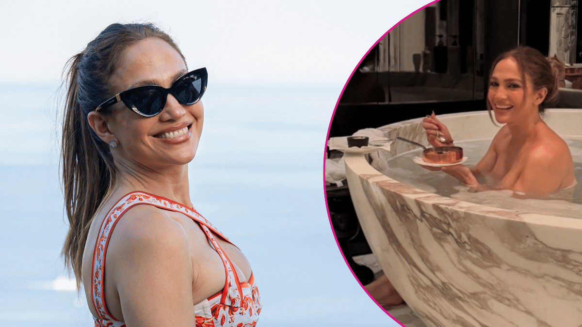Image of Jennifer Lopez posed naked in the bathtub while enjoying time with her sister Lynda Lopez.