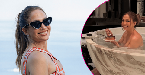 Image of Jennifer Lopez posed naked in the bathtub while enjoying time with her sister Lynda Lopez.
