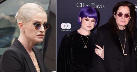 Photo of Kelly Osbourne at Ozzy Osbourne's funeral and a picture of Kelly and Ozzy Osbourne together