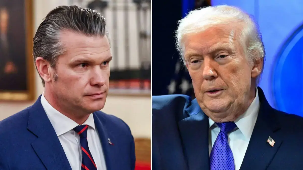 photo of Pete Hegseth and Donald Trump. 