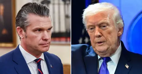 photo of Pete Hegseth and Donald Trump.