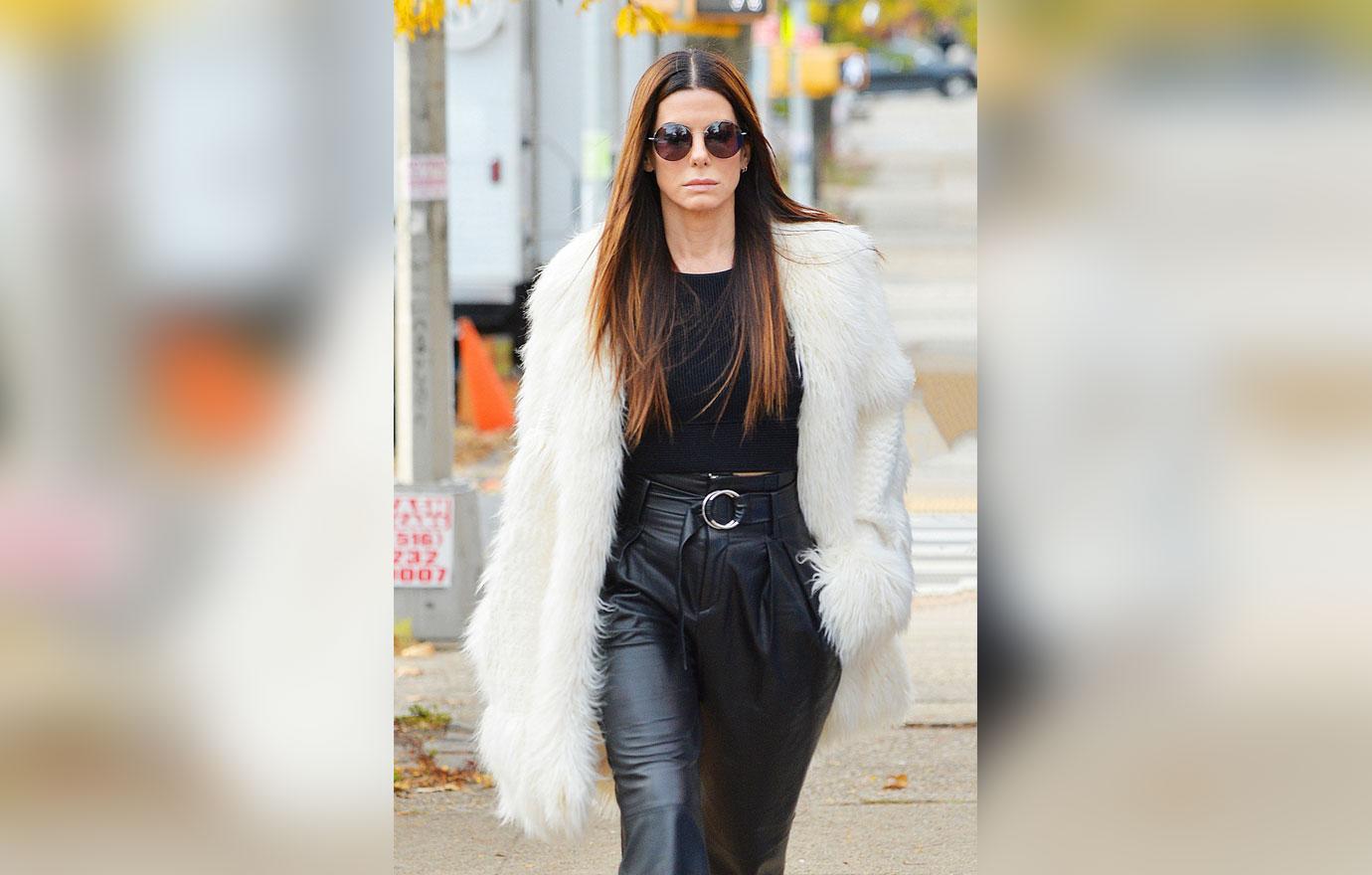 Sandra Bullock looks fabulous in fur on the set of &#8220;Ocean&#8217;s Eight&#8221;