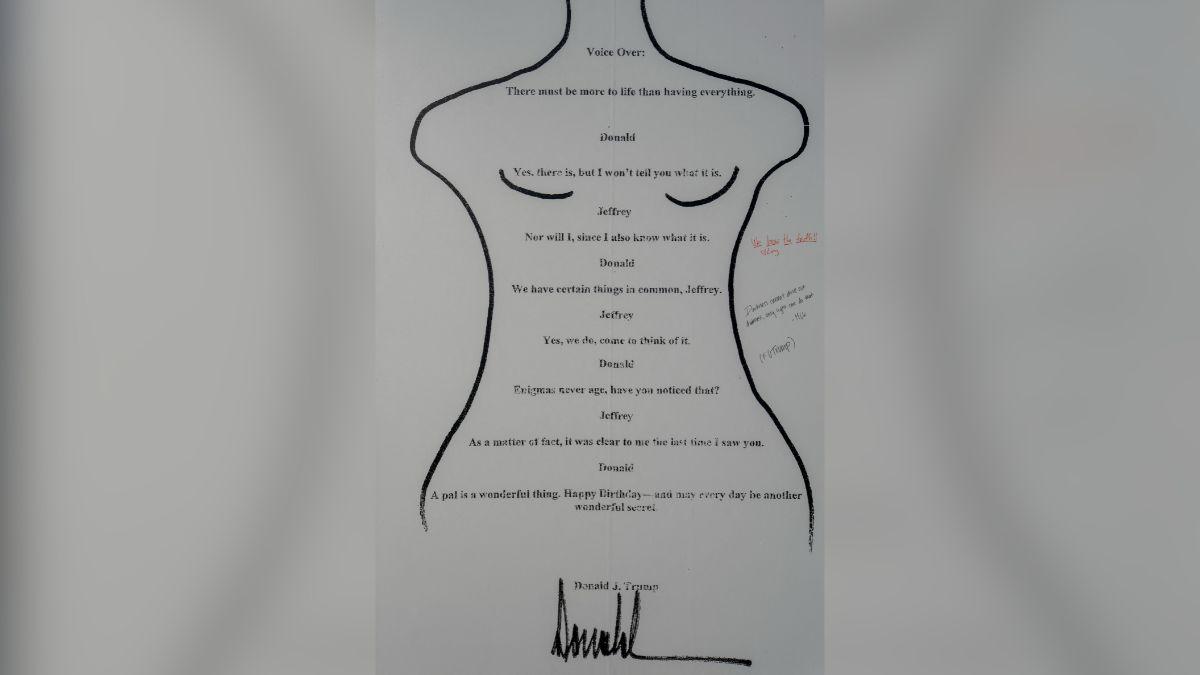 Image of Donald Trump continued disputing the alleged Jeffrey Epstein birthday letter.
