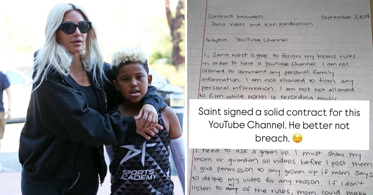 kim kardashian son saint extensive contract youtube channel strict rules pp