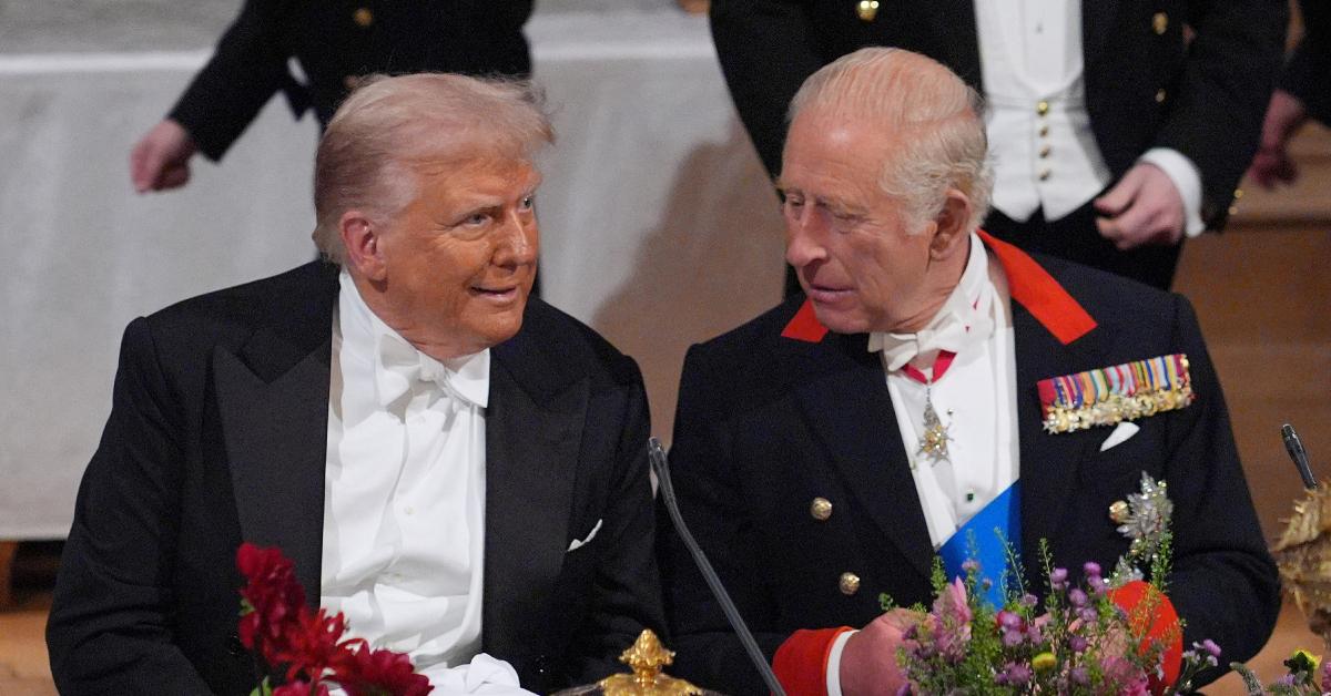 Image of Donald Trump and King Charles sat next to one another during the royal occasion.
