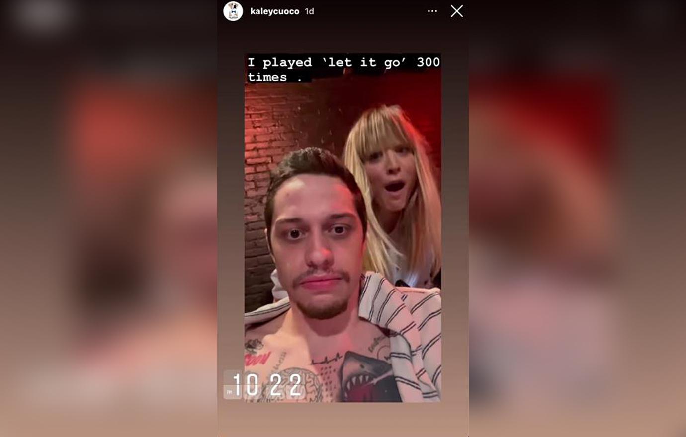 kaley cuoco hilariously annoys co star pete davidson behind the scenes rom com meet cute ok