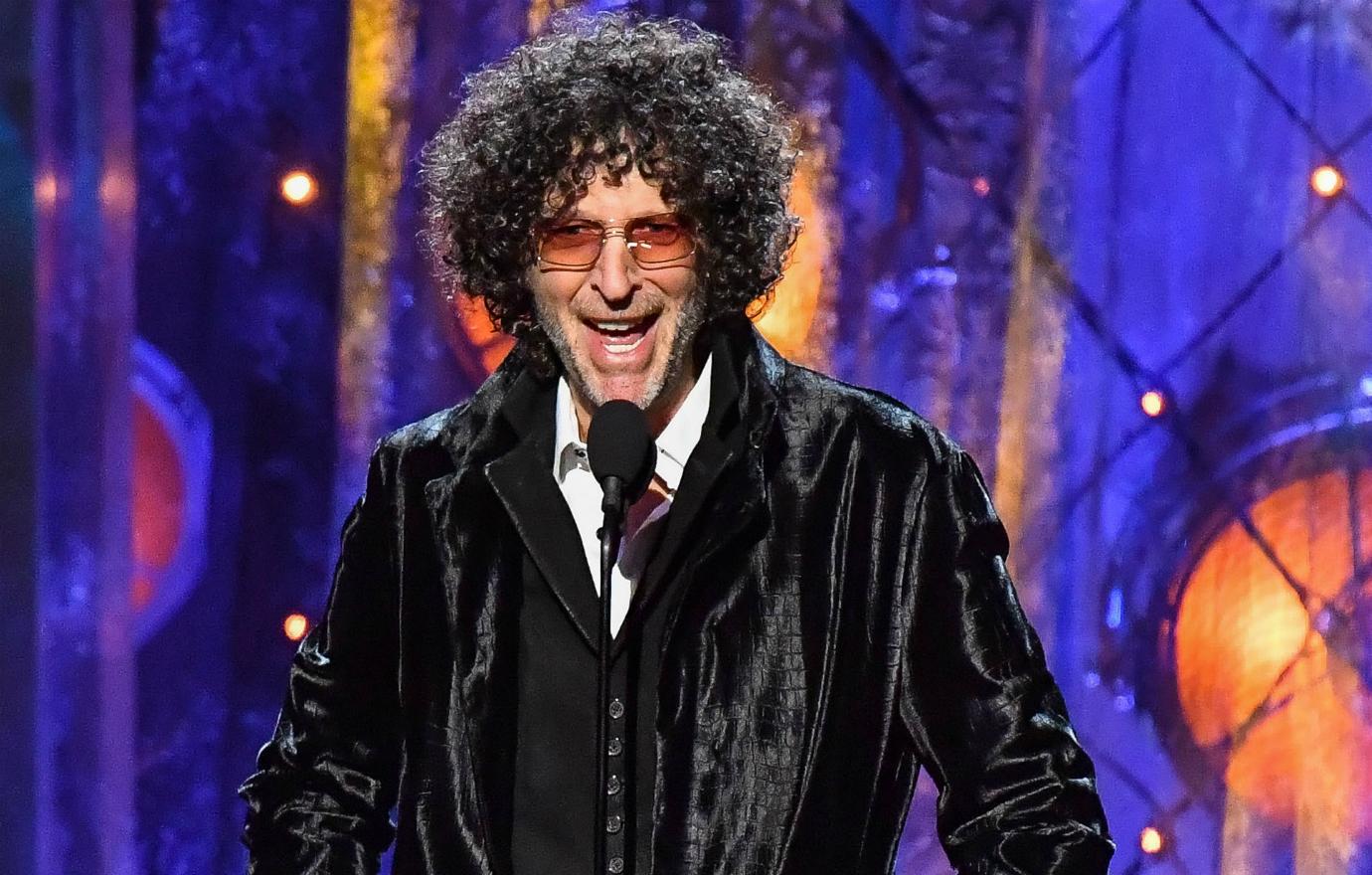 Howard Stern inducts Bon Jovi on stage during the 33rd Annual Rock & Roll Hall of Fame Induction Ceremony at Public Auditorium on April 14, 2018 in Cleveland, Ohio.