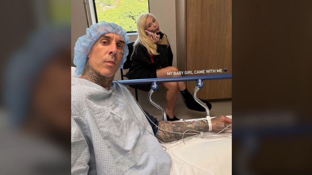 image of Alabama Barker accompanied Travis Barker at the hospital.